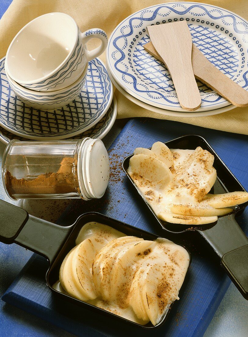 Cinnamon-Cream Apples in a Raclette