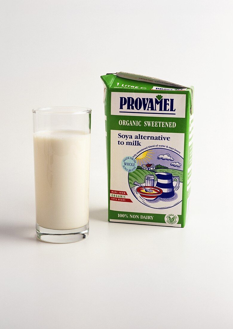 Glass and Carton of Organic Soy Milk