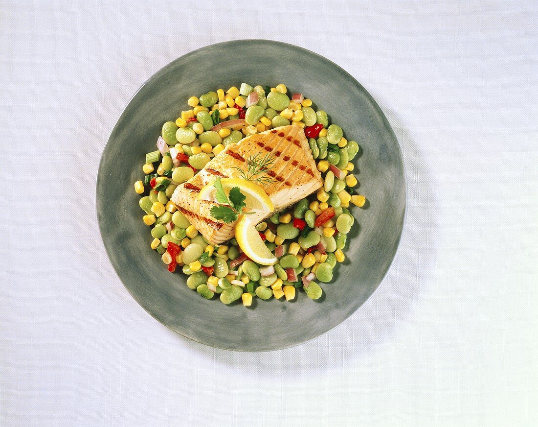 Grilled Salmon on a Bed of Vegetables