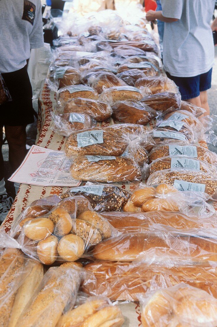 Assorted Homemade Breads at Outdoor Market