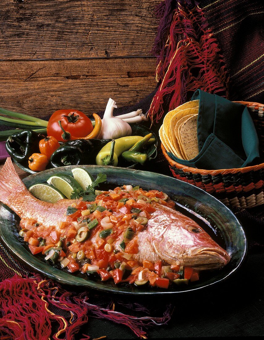 Whole Red Snapper with Salsa and Tortillas