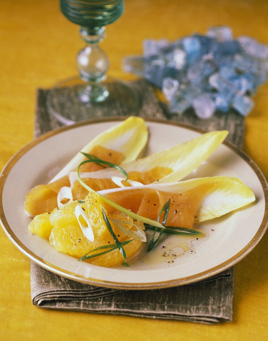 Endive Salad with Salmon and Oranges