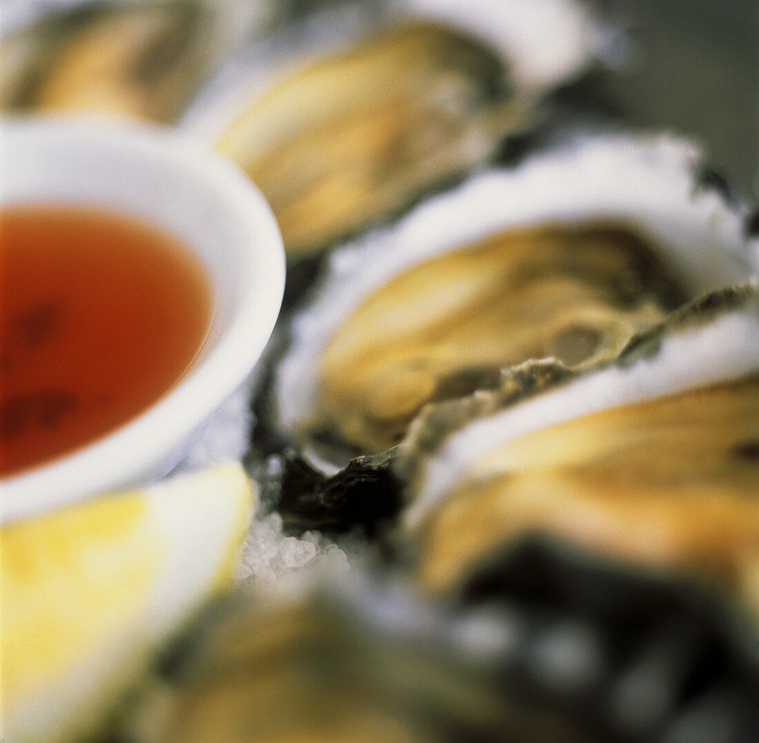 Oysters on the Half Shell with Dipping Sauce