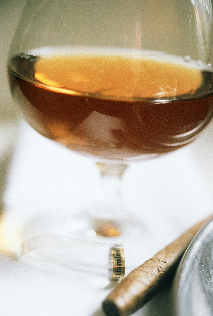 A Glass of Brandy with Cigar