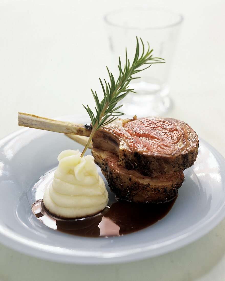 Lamb Chops with Mashed Potato and Rosemary
