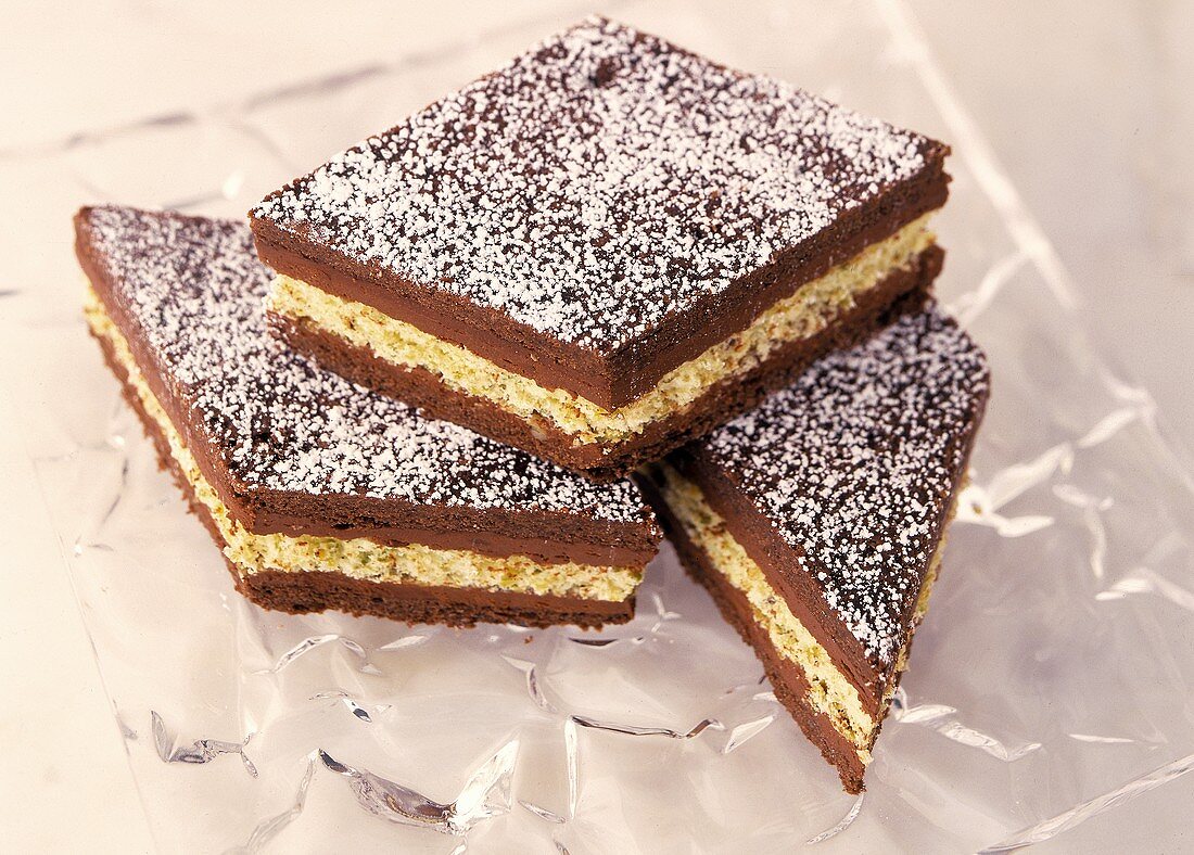 Three Chocolate Mille Feuilles with Pistachios
