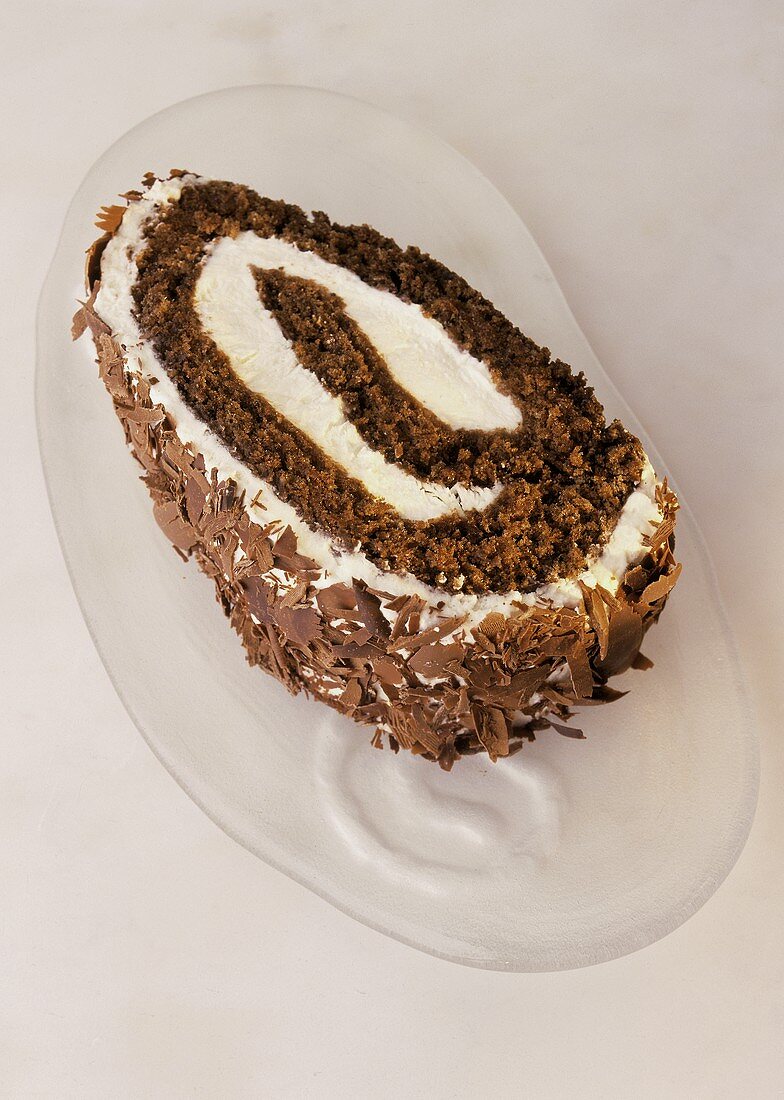Chocolate Roll Cake with Whipped Cream