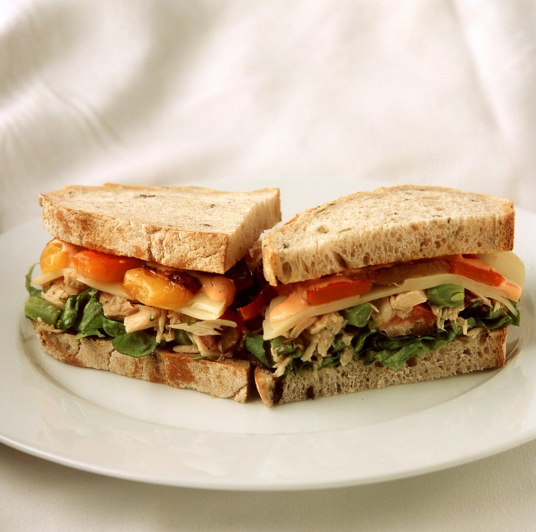 Chicken Sandwich with Cheese and Roasted Vegetables
