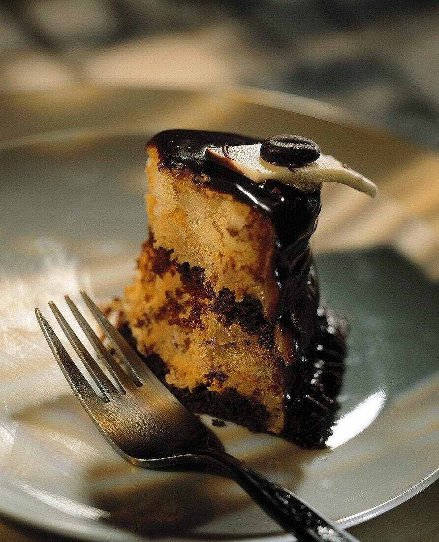 A Slice of Chocolate Frosted Layer Cake