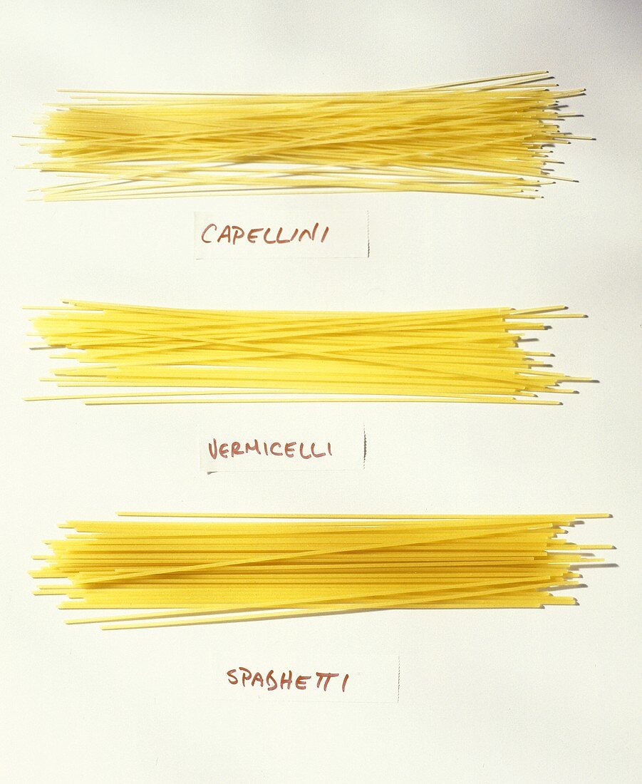 Capellini, Vermicelli and Spaghetti