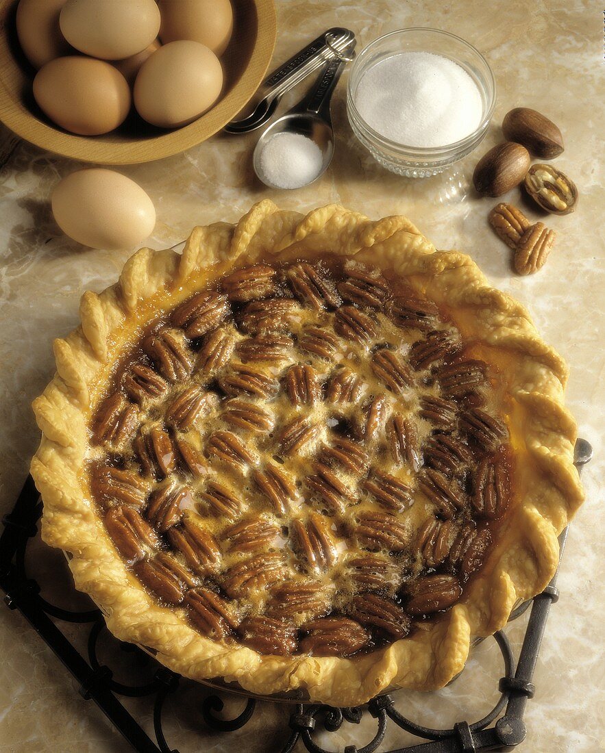 Pecan Pie mit Zutaten