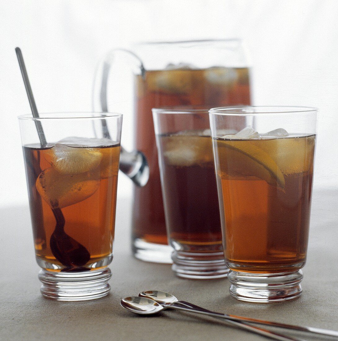 Three Glasses and a Pitcher of Iced Tea