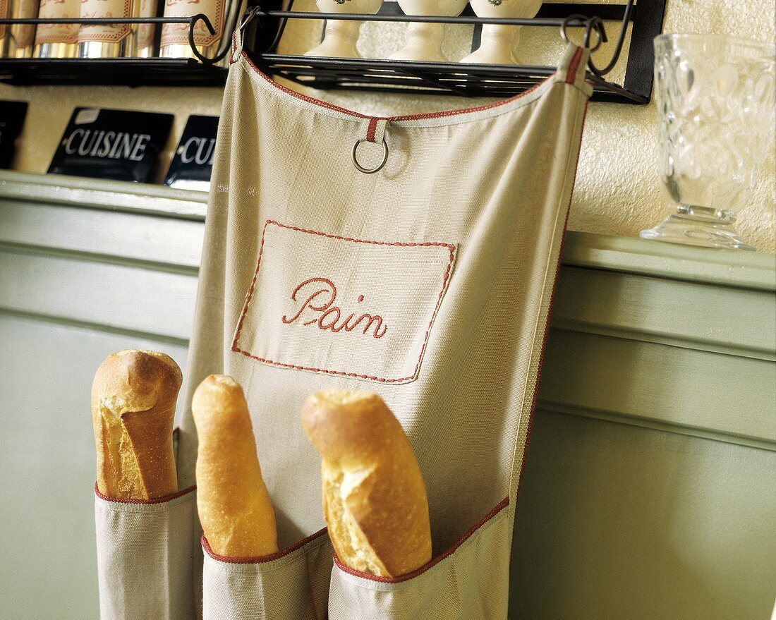 Baguettes in a "Pain" Cloth Bread Bag