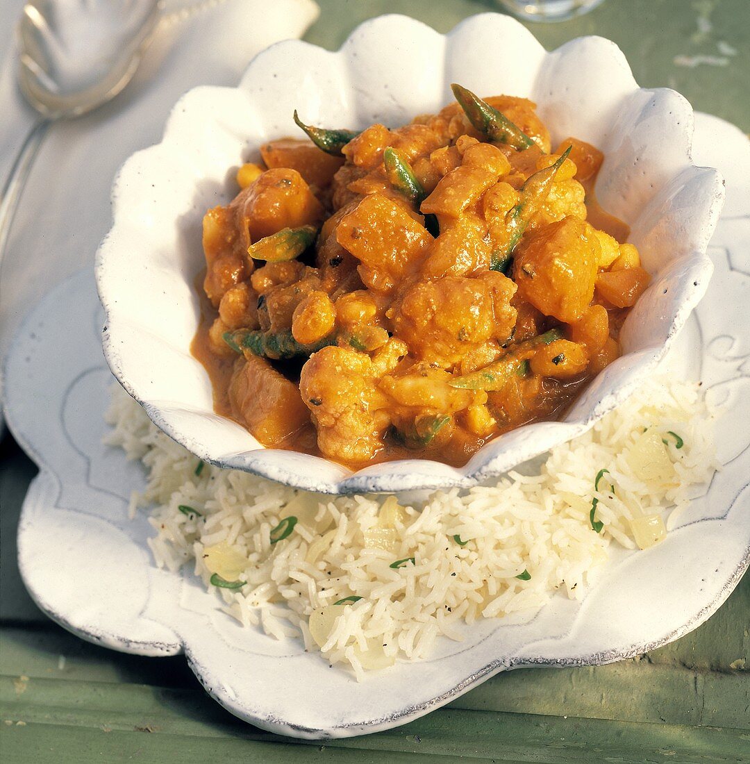 Curried Vegetable Stew with a Side of Rice