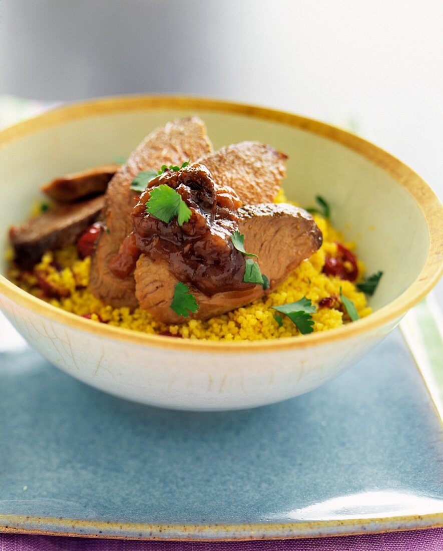 Sliced Duck Breast over Couscous