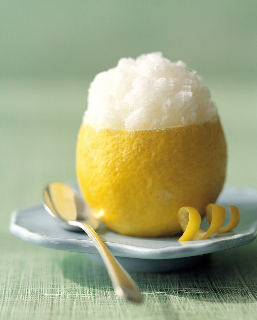 Lemon Ice Served in a Lemon