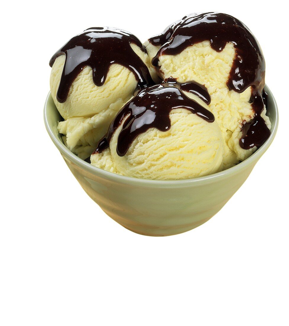 Vanilla Ice Cream with Chocolate Sauce