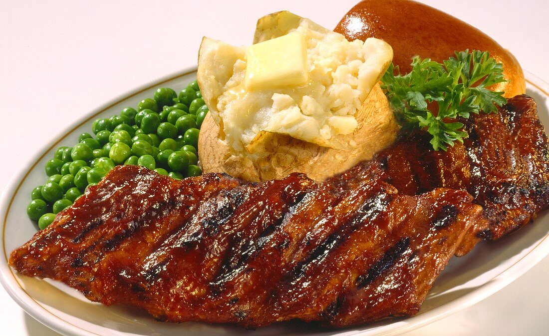 Barbecued Ribs with a Baked Potato