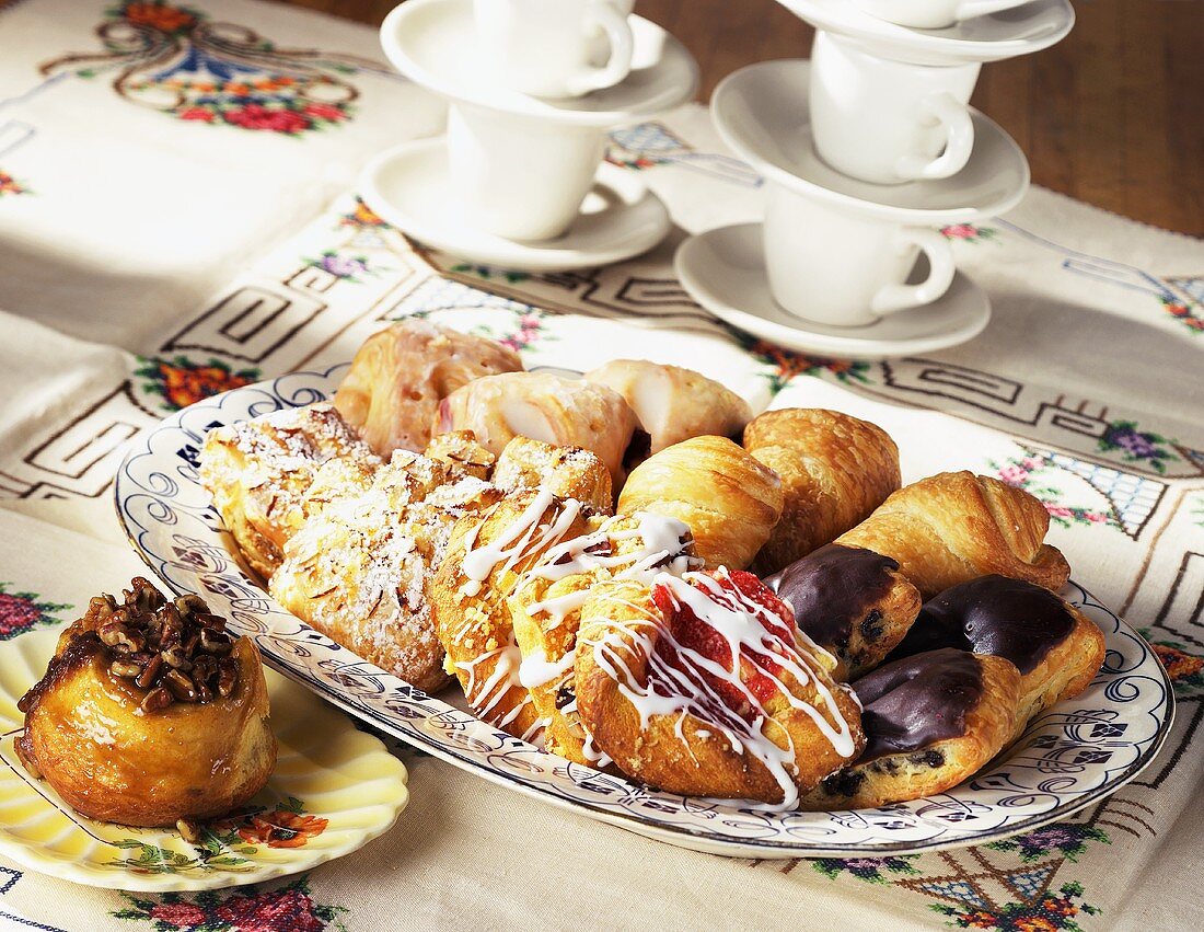 A Platter of Assorted Breakfast Rolls and Danish