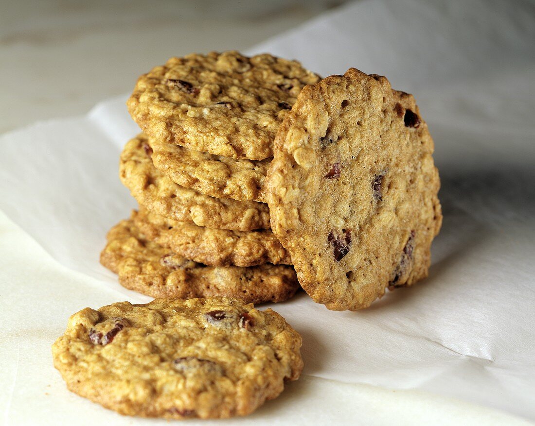 A Stack of Oatmeal-Cranberry Cookies