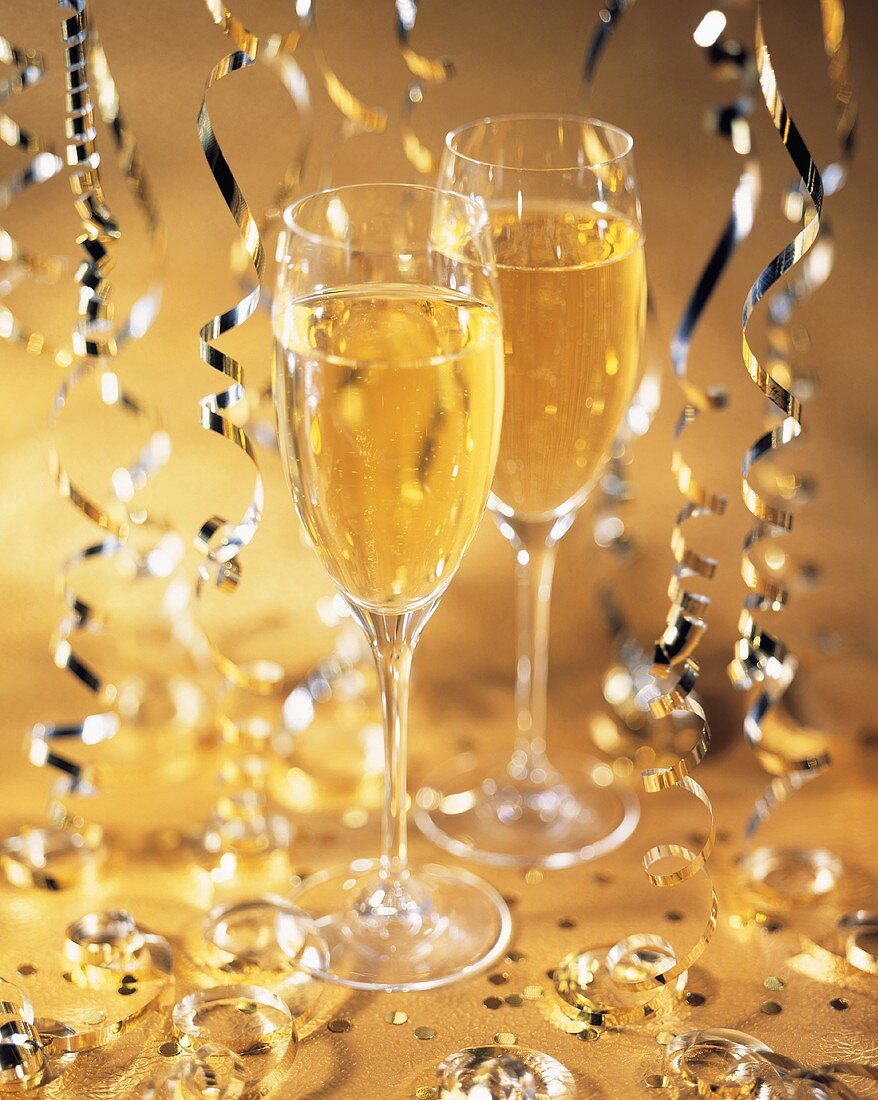 Two Glasses of Champagne with Decorations