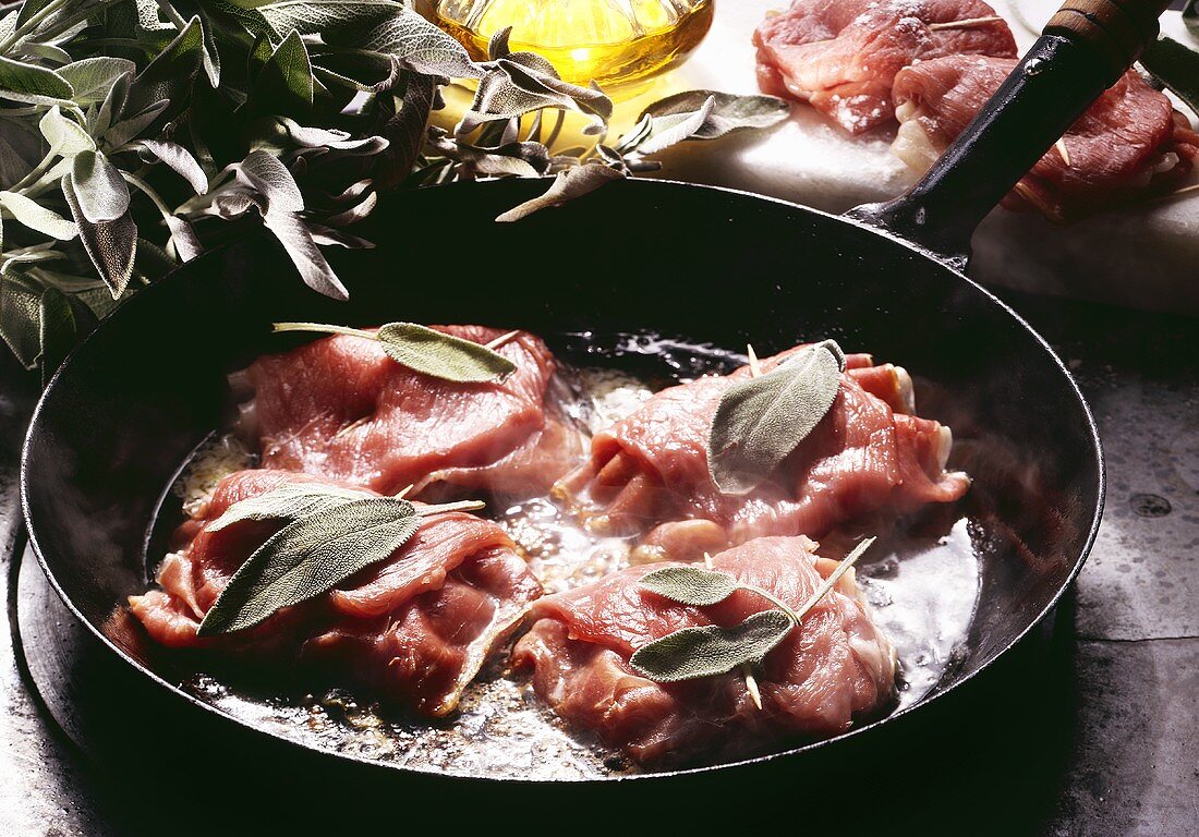 Saltimbocca (veal escalopes with ham and sage, Italy)
