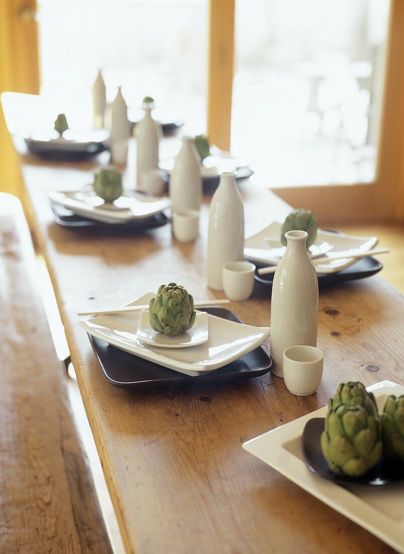 Table Setting with Artichokes
