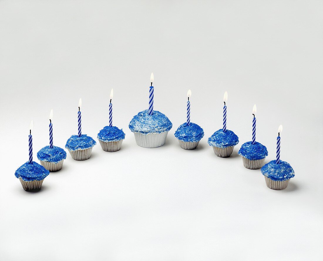 Nine Cupcakes in the Shape of a Menorah