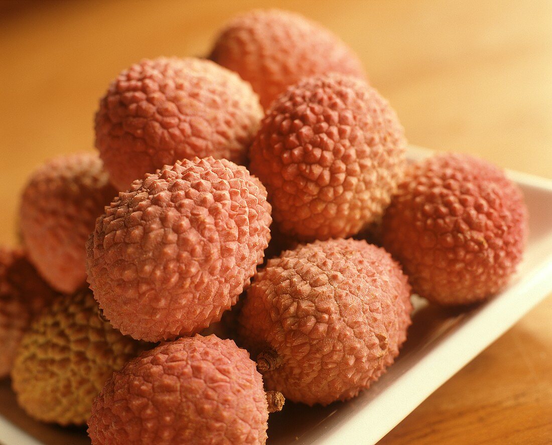 Ripe Litchi Fruit on White Plate