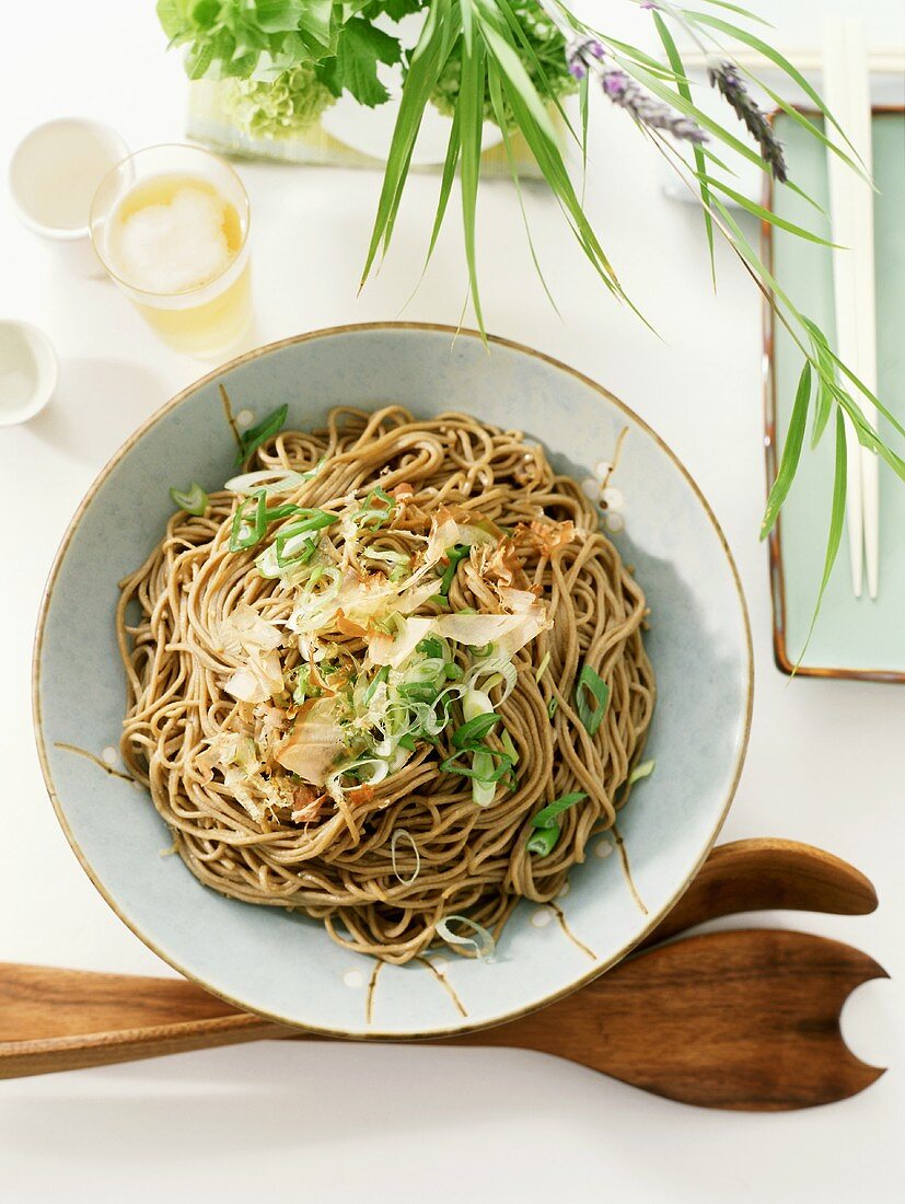 Soba Noodles with Dried Bonito and Scallions
