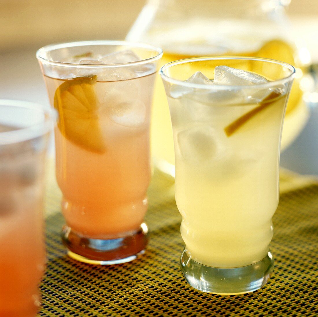 Various types of lemonade in glasses
