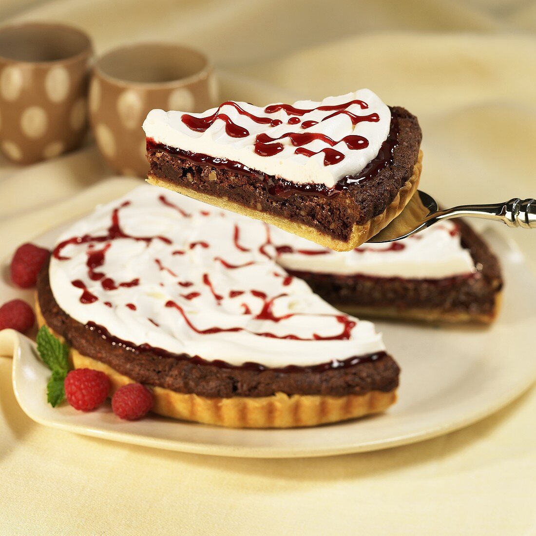 Chocolate Raspberry Torte with Slice Removed