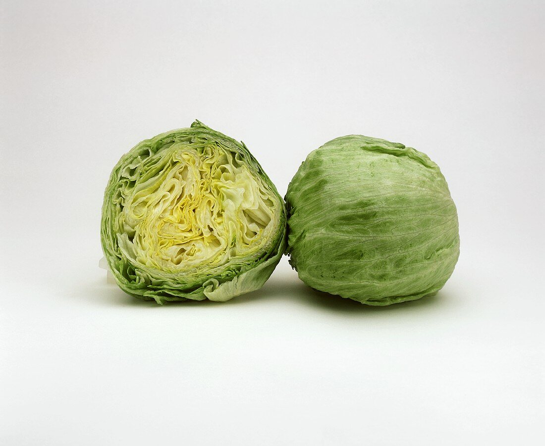 Iceburg lettuce, whole and halved