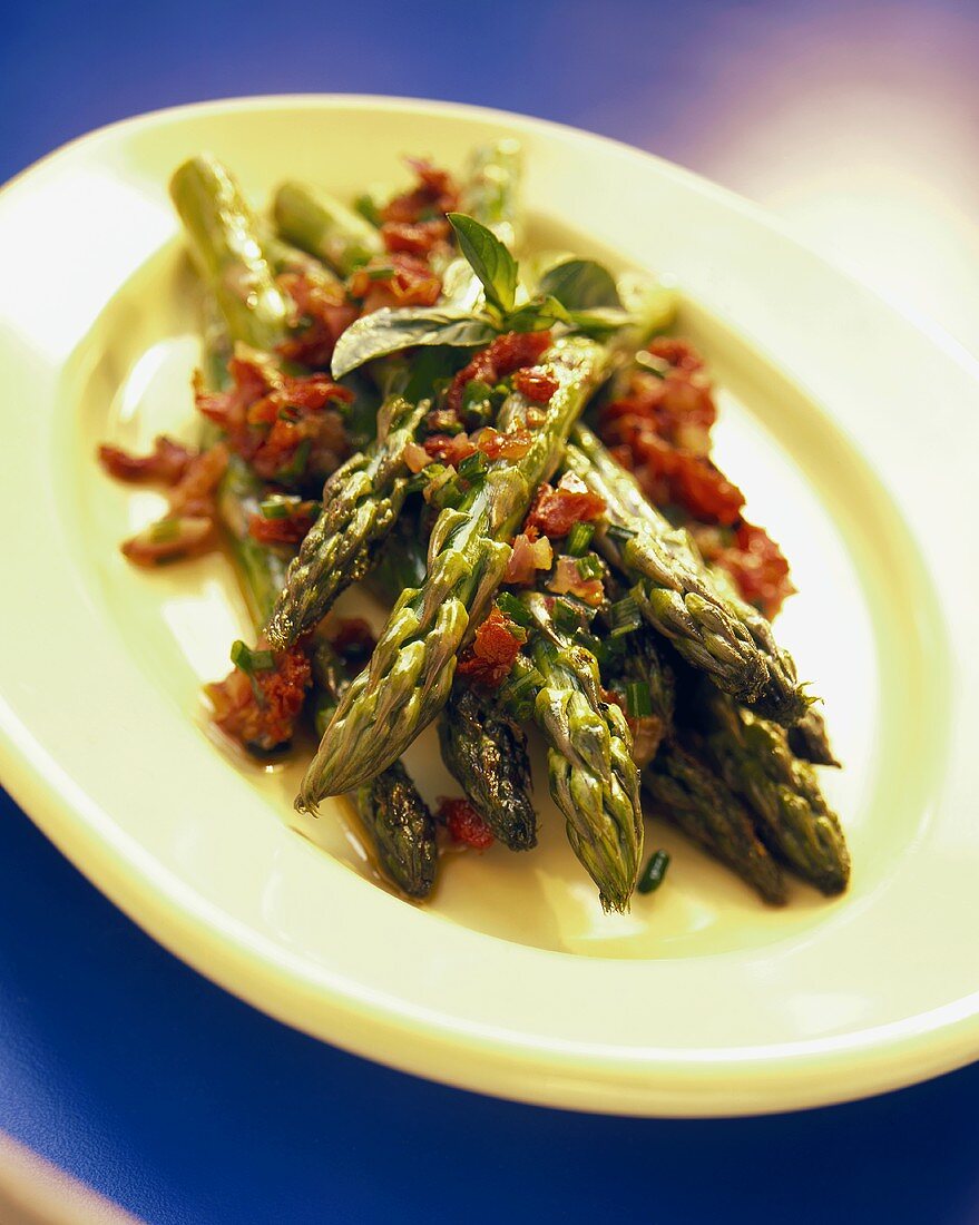 Asparagus on Platter with Minced Pepper