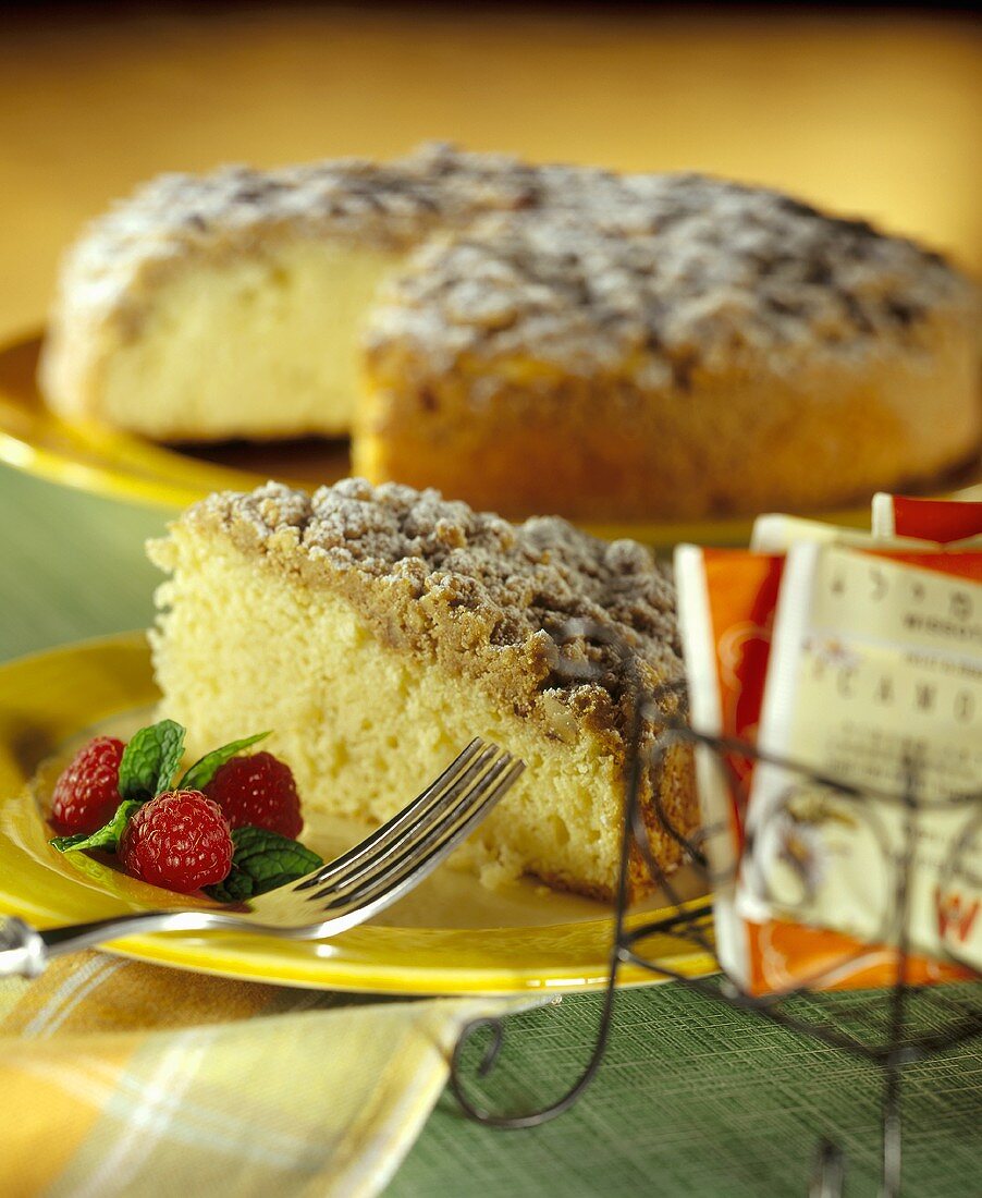 Coffee Cake Slice on Plate with Fork