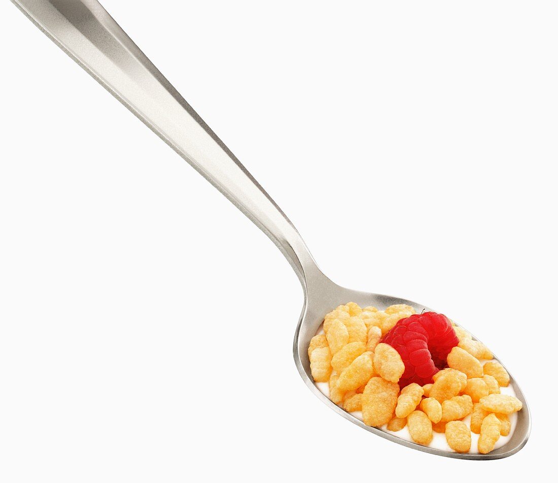 Spoonful of Rice Cereal with Raspberry