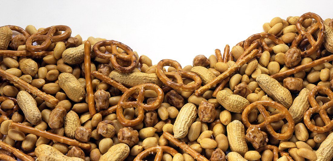 Snack mix with peanuts and salted biscuits