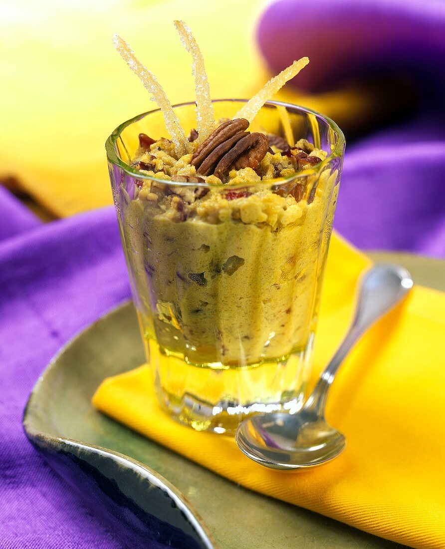 Pecan pudding in glass, USA