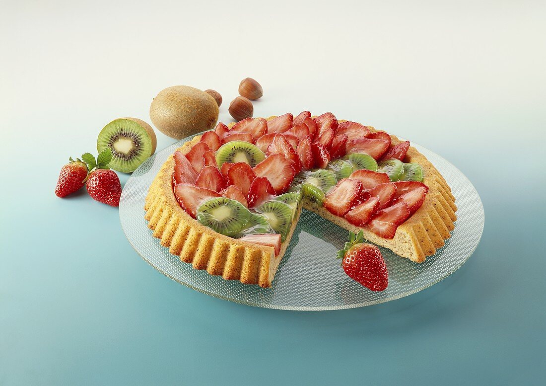 Strawberry and kiwi fruit tart