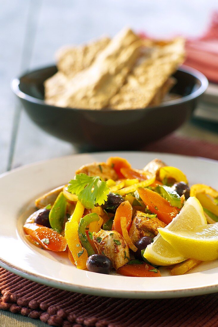 Chicken with carrots, olives, coriander and pepper(Morocco)