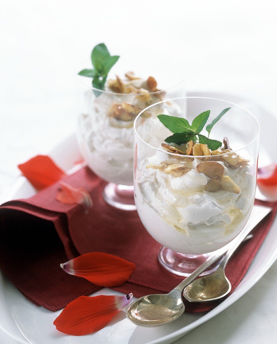 Almond Yogurt Parfait with Flower Petals