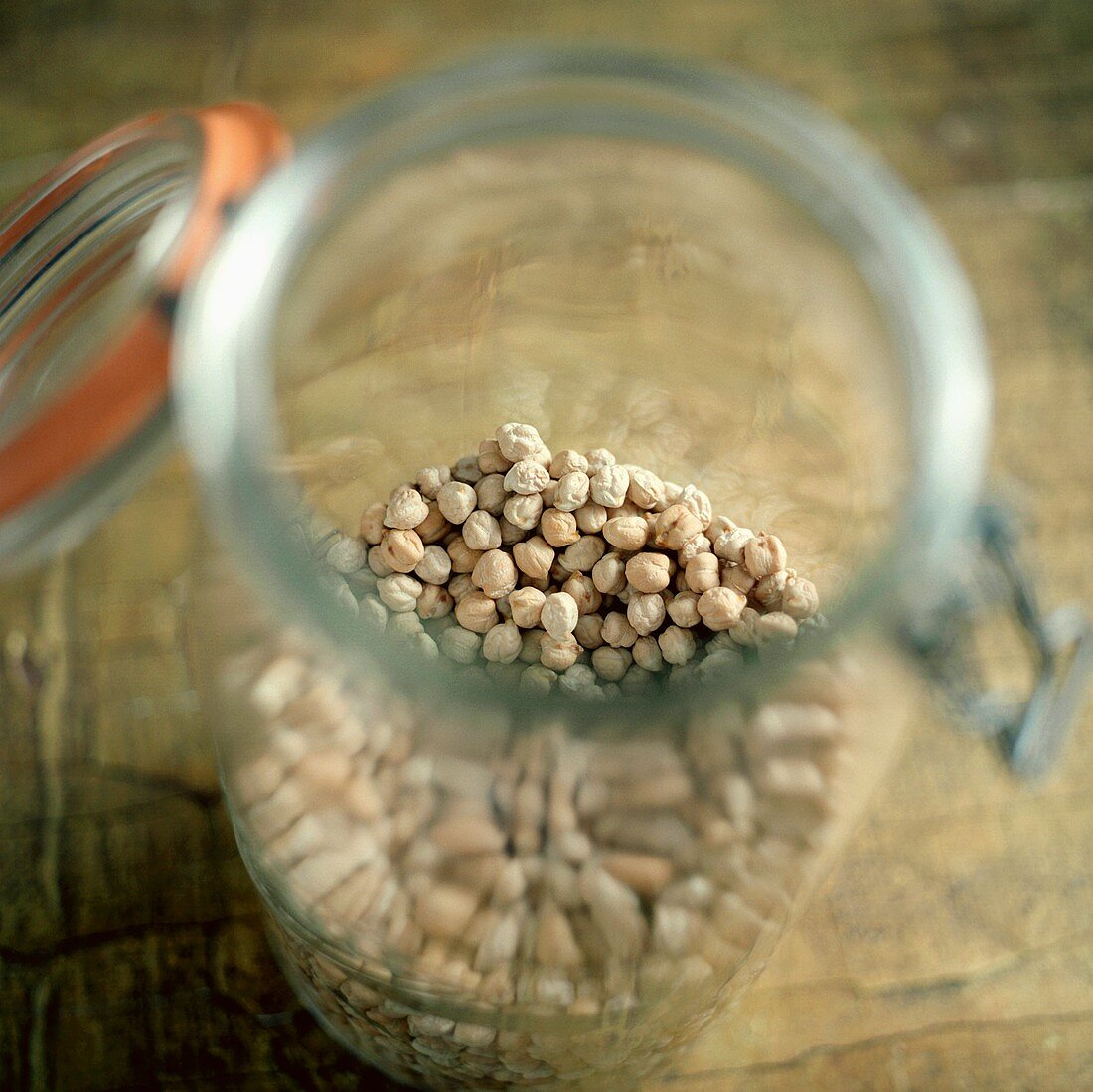 Dried Chick Peas in a Tall Glass Jar