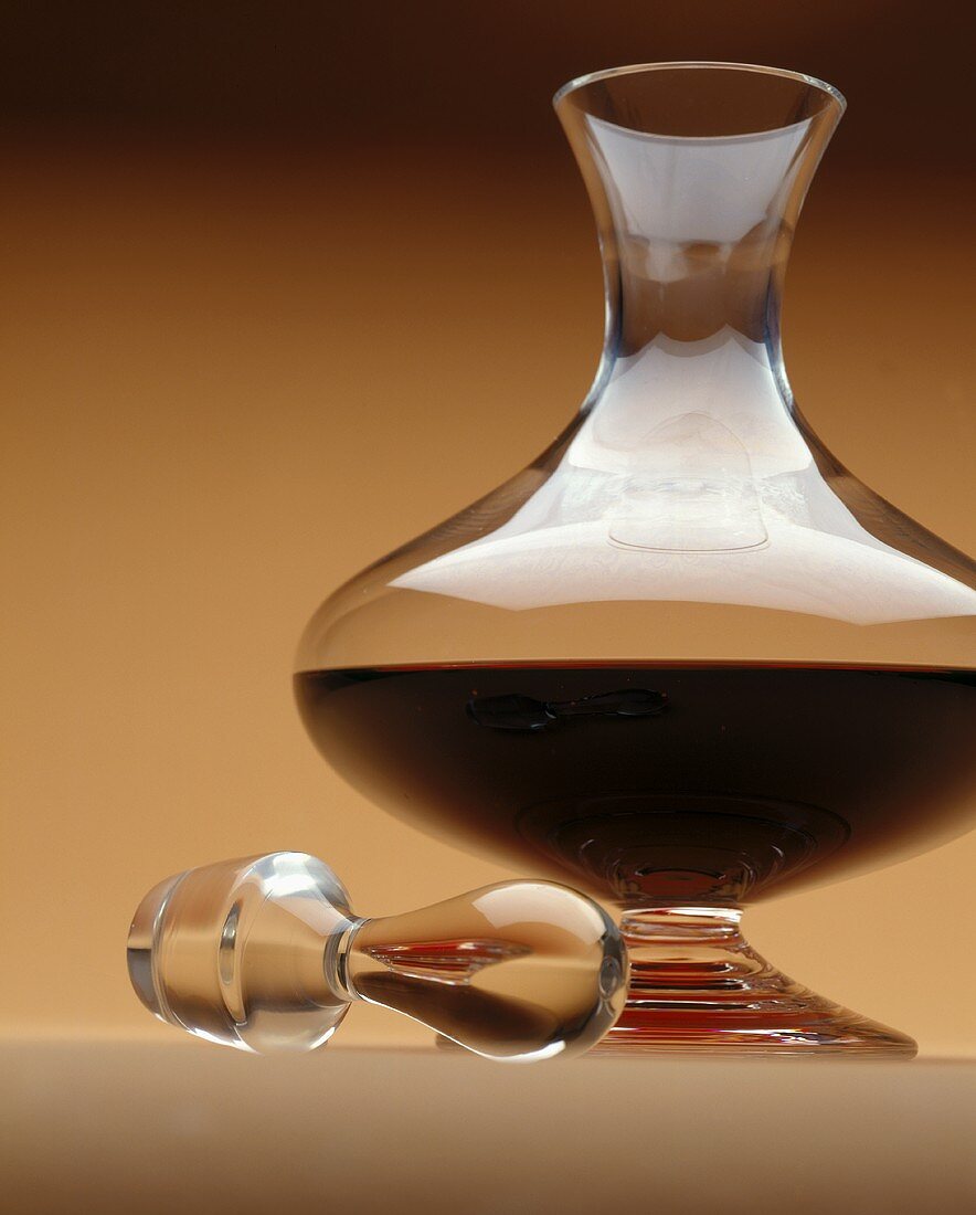 Red Wine in a Glass Decanter