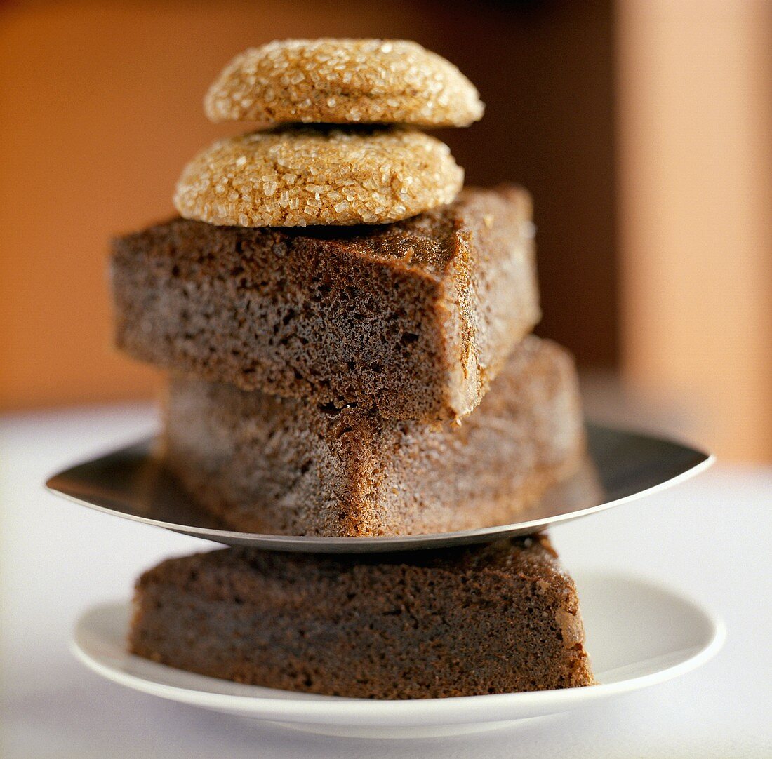 Gingerbread Slices Stack and Topped with Two Cookies