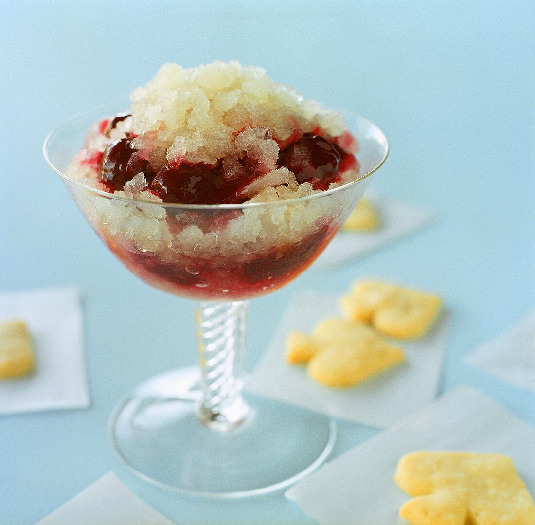 Lime Granita with Raspberry Crush and Citrus Shortbreads