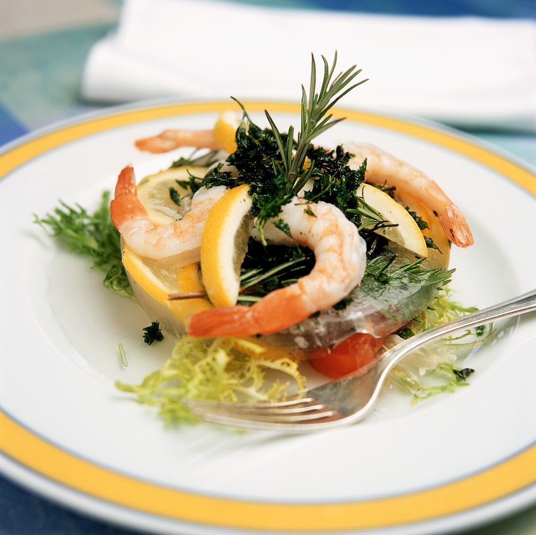 Shrimp cocktail with salad garnish