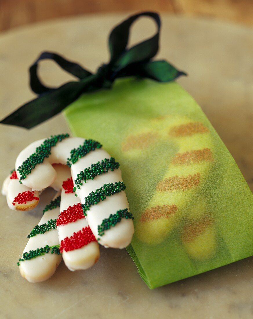 Candy Cane Cookies with Green Bag
