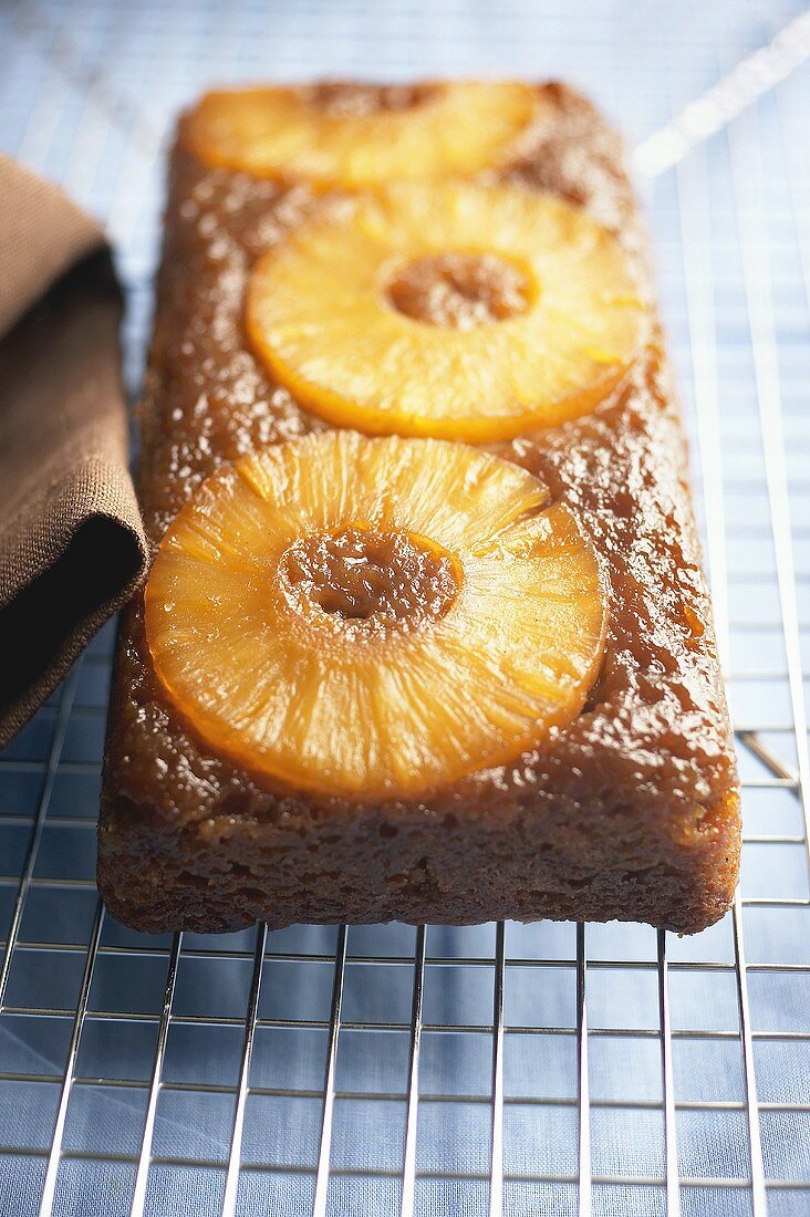 Pineapple Upside-Down Cake on Cake Rack