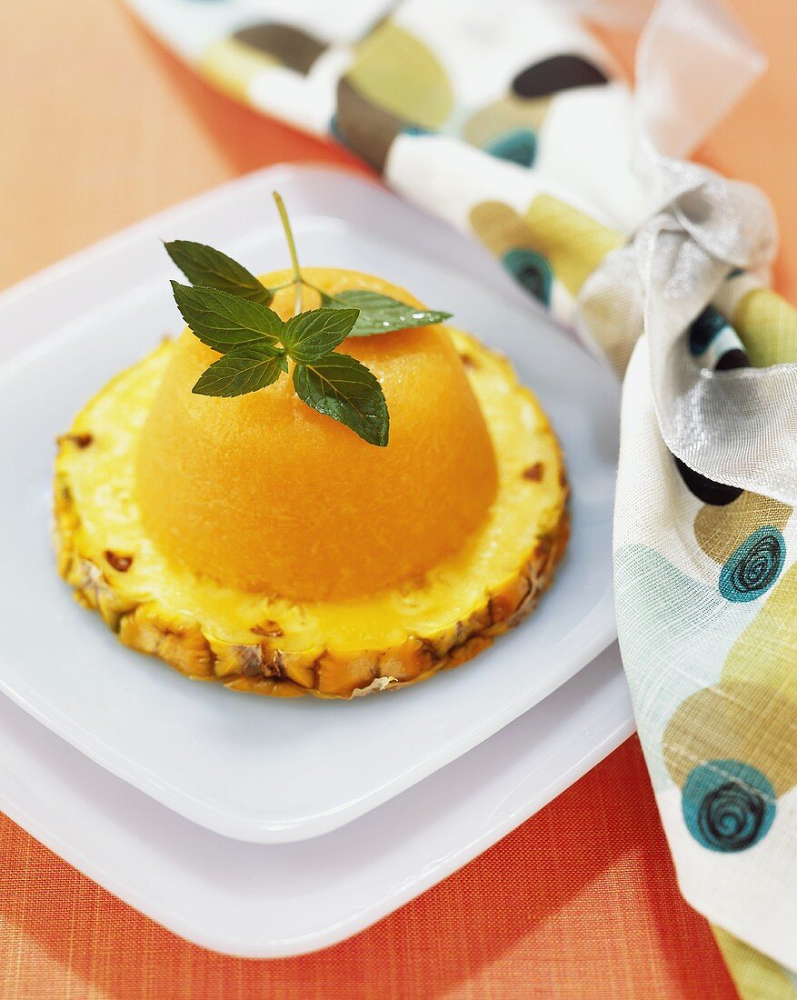 Mango Gelatin on a Pineapple Slice