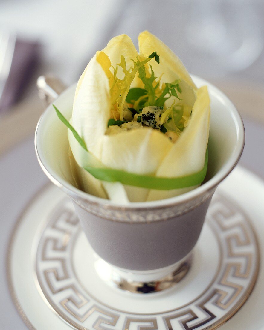 Endive Filled with Baby Greens and Blue Cheese